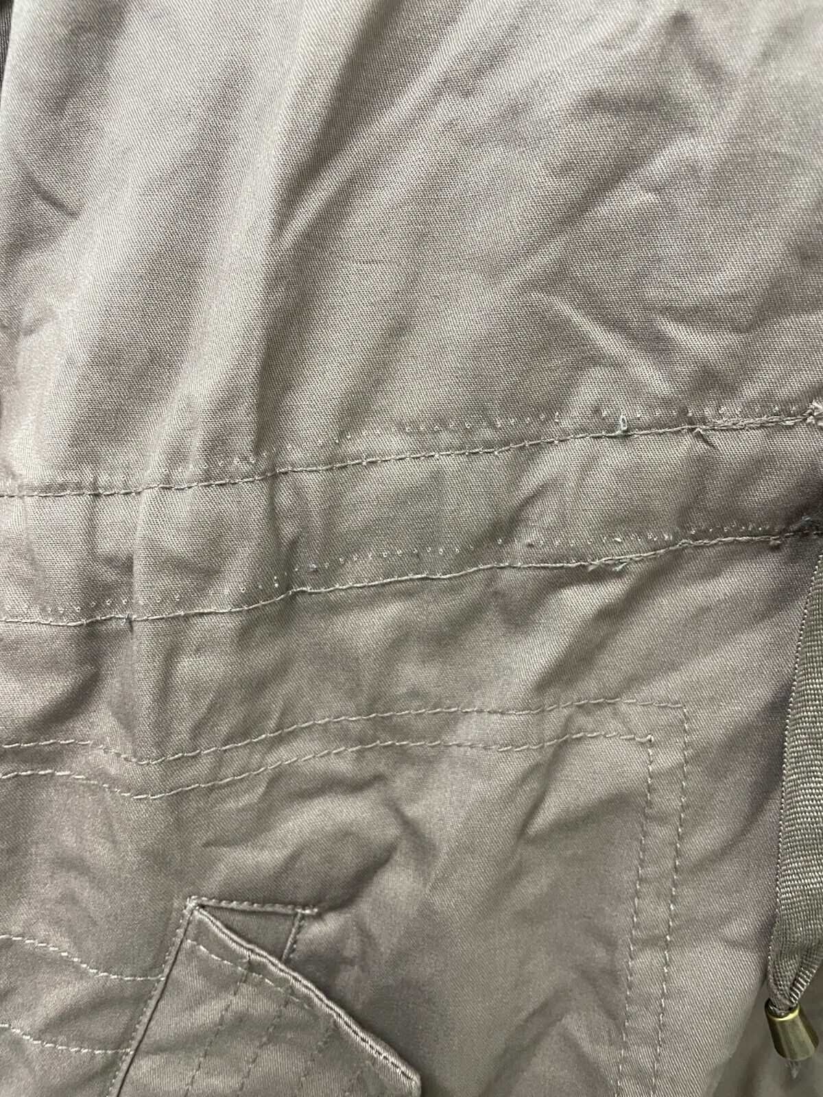 Olivia Grey Women's L Anorak Utility Jacket Mocha Brown Hooded Drawstring Waist