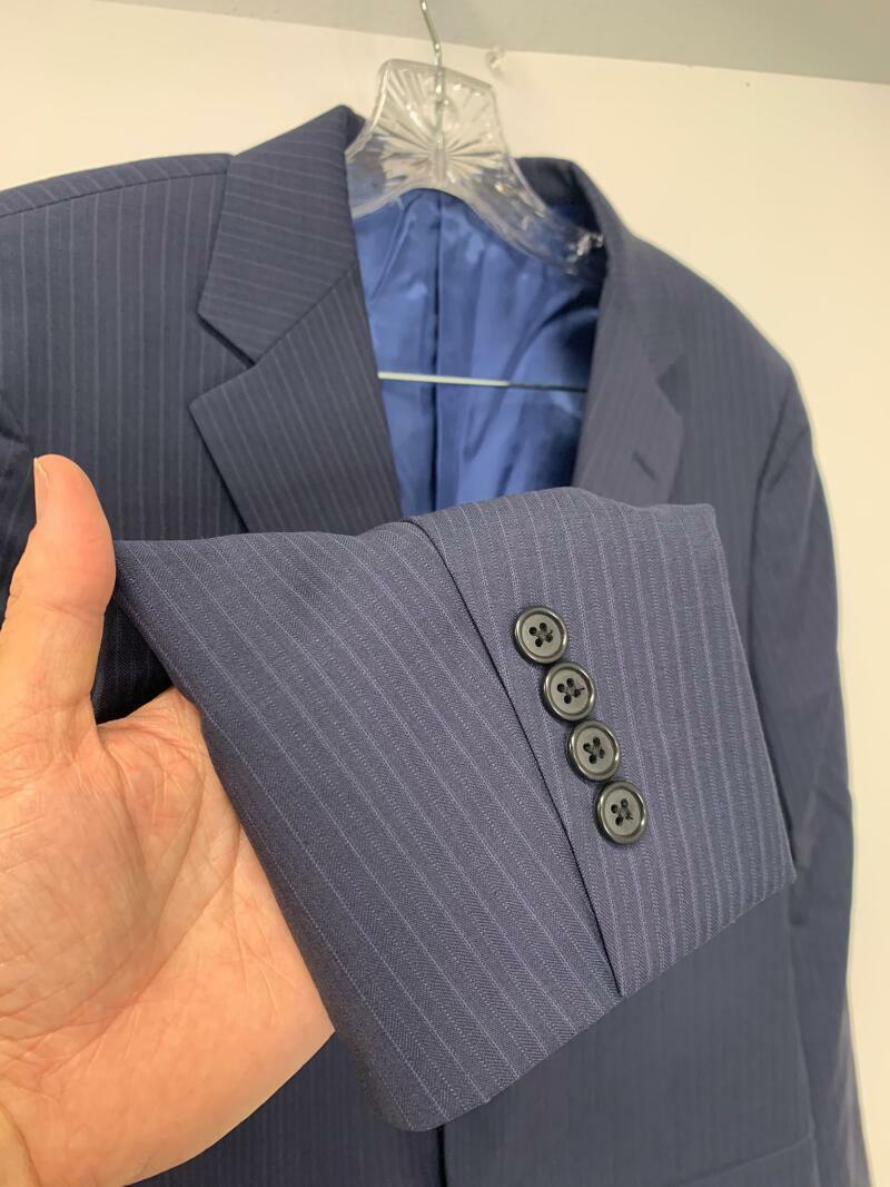 Hickey Freeman Mens 40R Navy Blue Pinstripe Milburn II Suit Jacket Blazer 42R