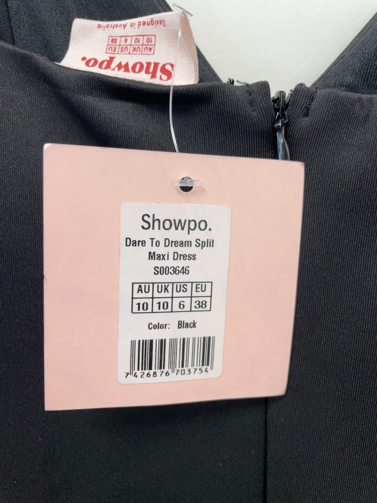 Showpo Womens 6 Dare To Dream Split Maxi Dress Black Sleeveless V-Neck Bodycon