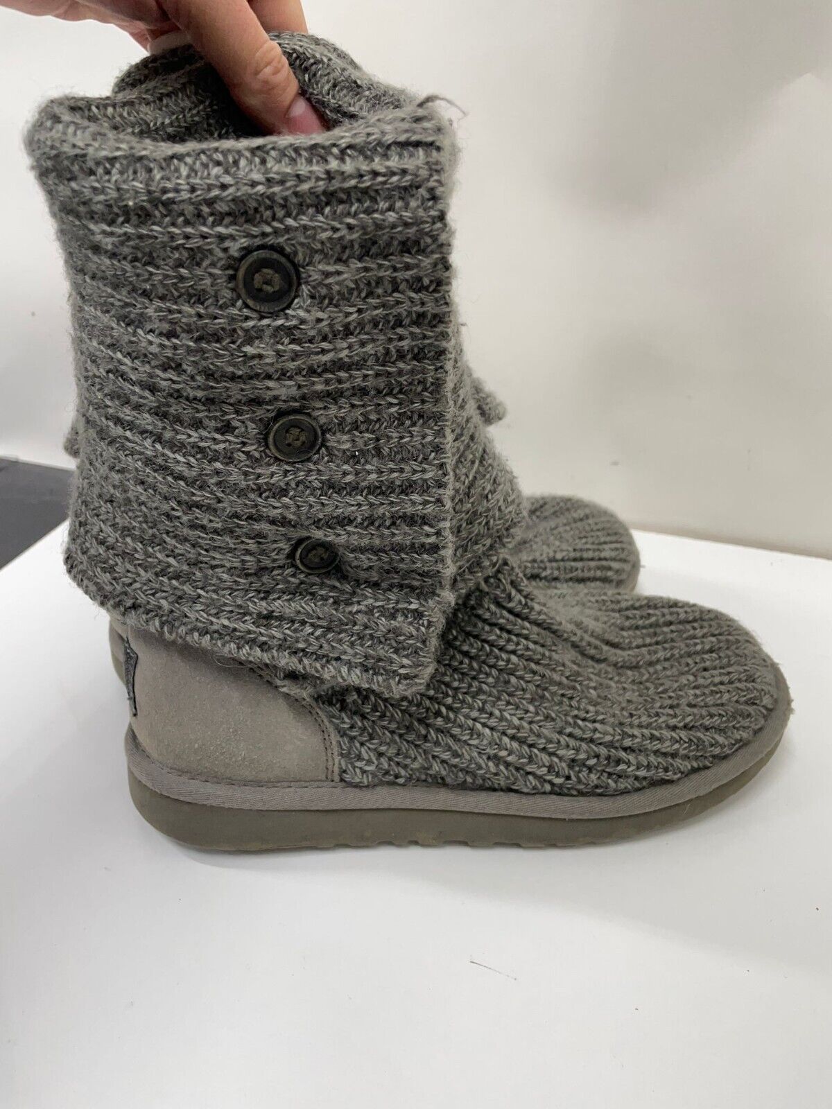Ugg Australia Womens 7 5819 Classic Cardy Sheepskin Boots Gray Knit