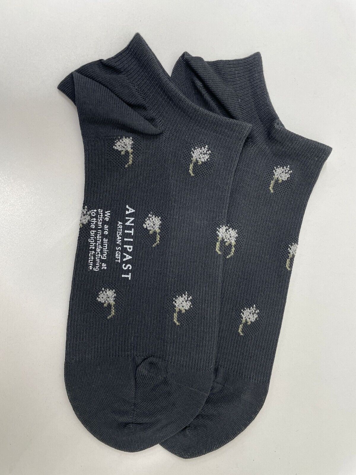 Antipast Womens KT-157S Ankle Compression Socks Floral Socks Navy/Black