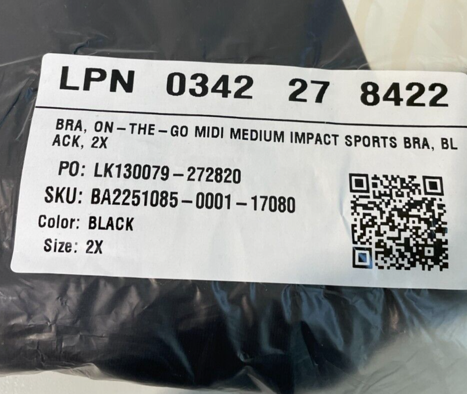 Fabletics Womens 2X On-The-Go Midi Medium Impact Sports Bra Black BA2251085