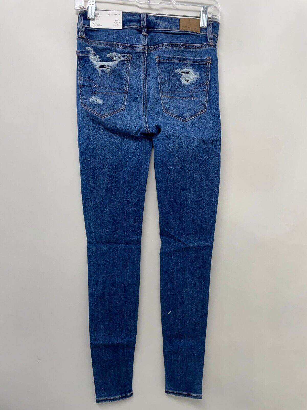 American Eagle Women 2 Long Real Good Upcycled Next Level Ripped Jegging Jean AE