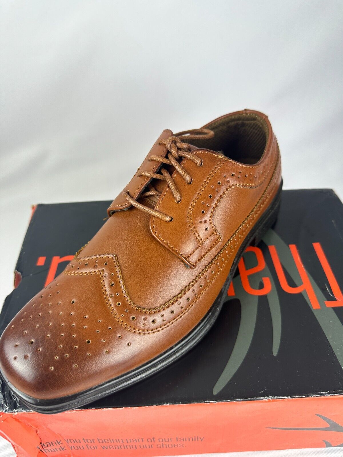 Deer Stags Mens 4 Ace Luggage HTEC Wingtip Oxford Faux Leather Dress Shoes