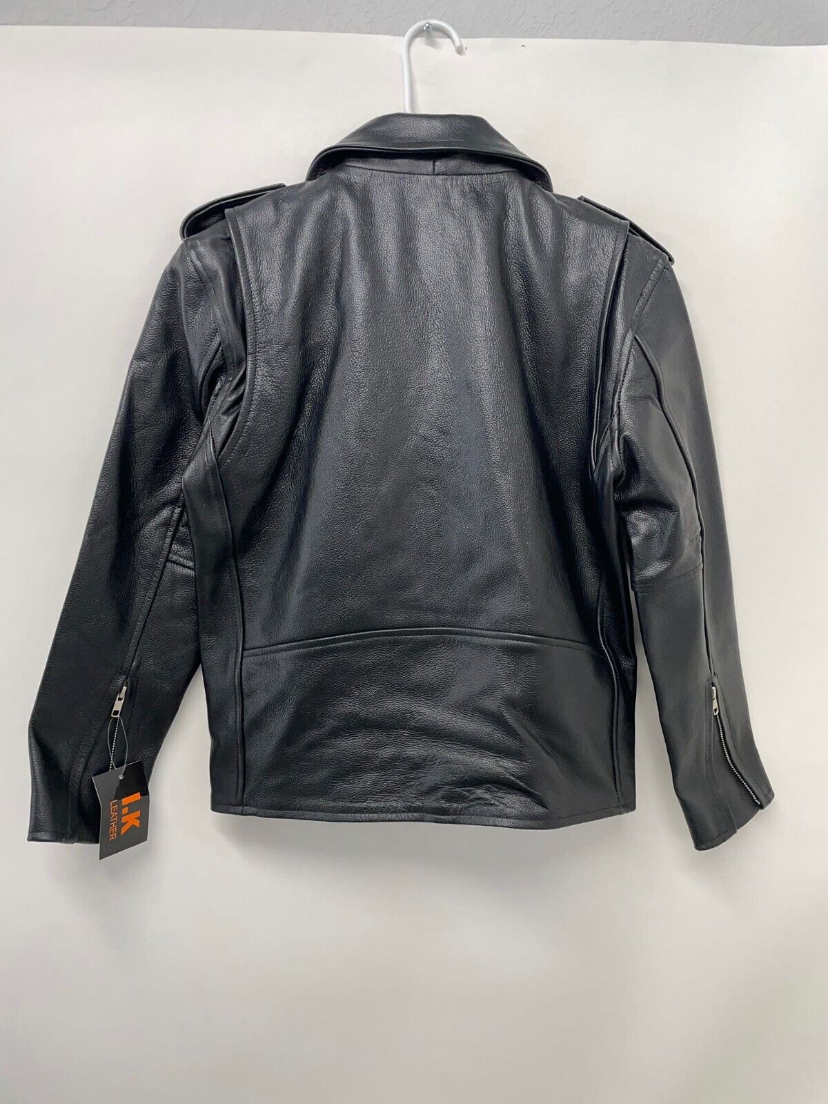 IK Leather Mens 34 Black 786 Motorbike Jacket Motorcycle Biker Genuine