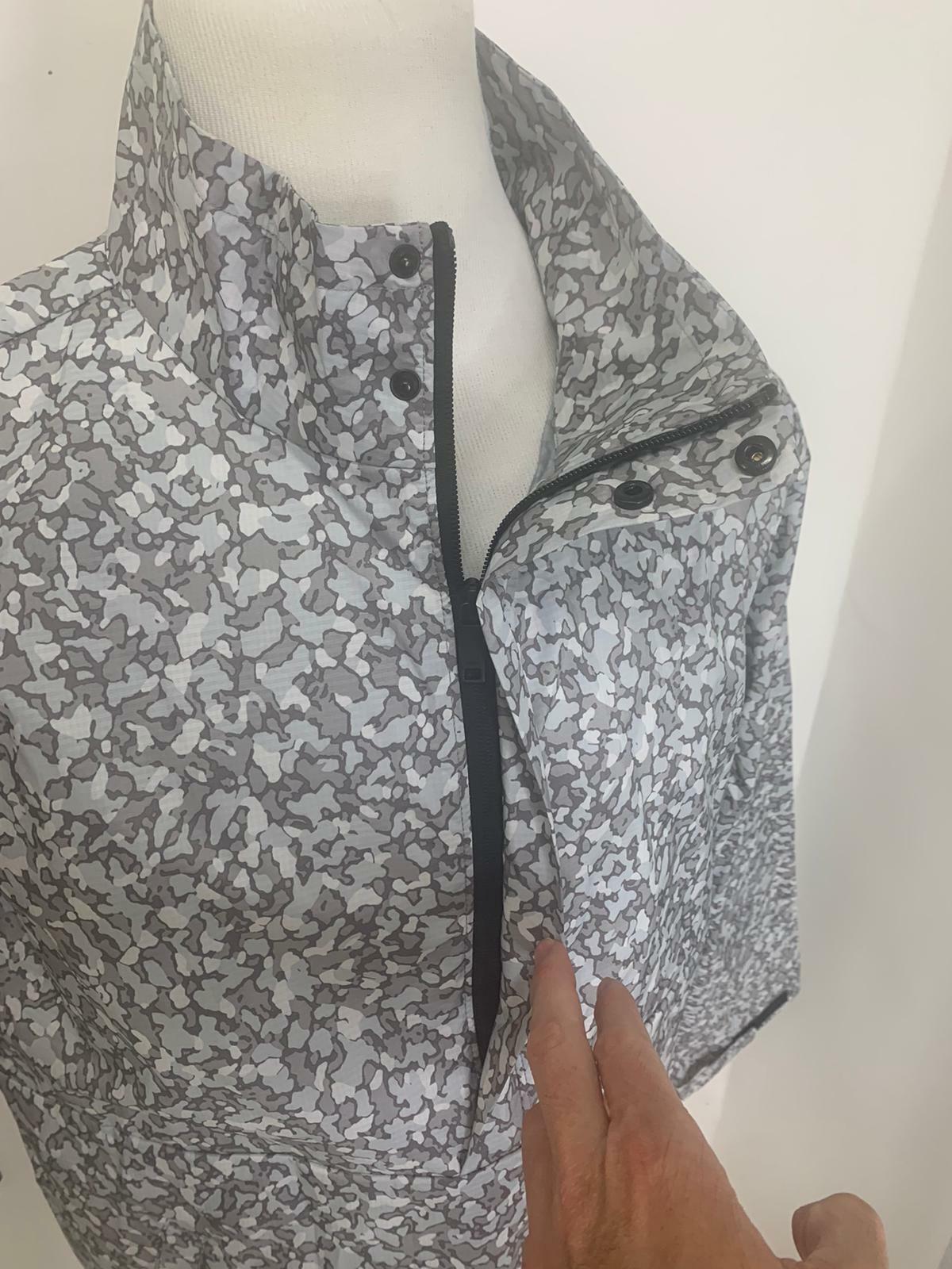 DKNY Mens Gray White Camo Printed Half-Zip Popover Jacket Windbreaker Waterproof