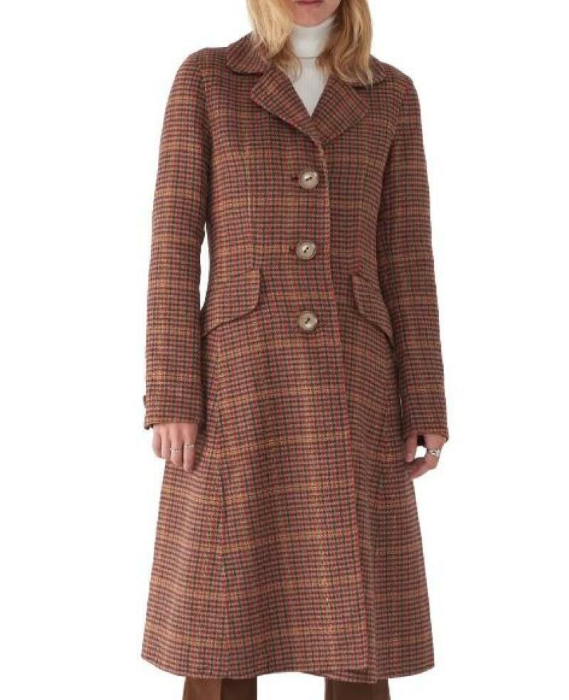 Sosken Womens 4 Multicolor Jimi Houndstooth Flare Coat Overcoat Trench Jacket