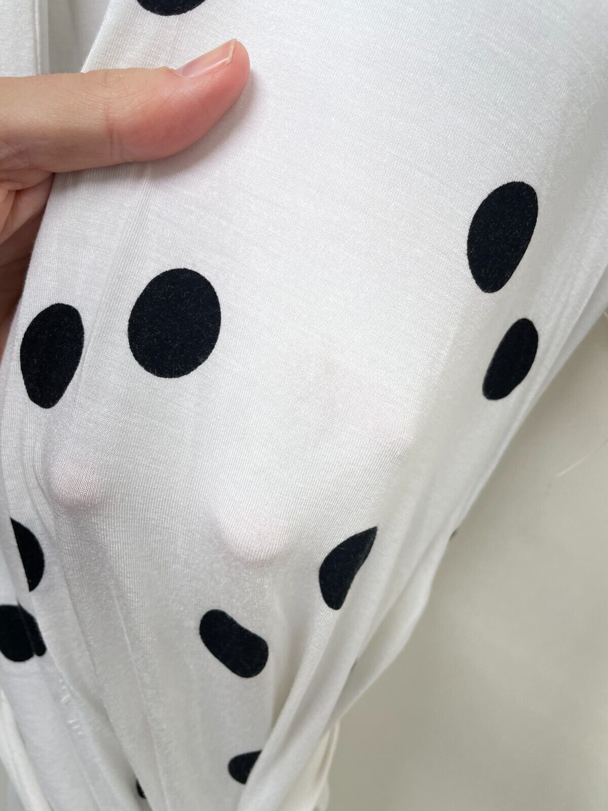 Soma Womens XS Cool Nights Whimsy Polka Dot Ivory Short Robe Lounge Pajama