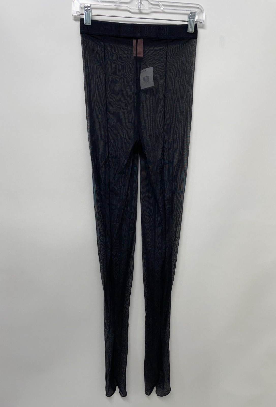 Wolford X Amina Womens L Muaddi Back Seam Thong Toe Tights Black Hosiery NWT