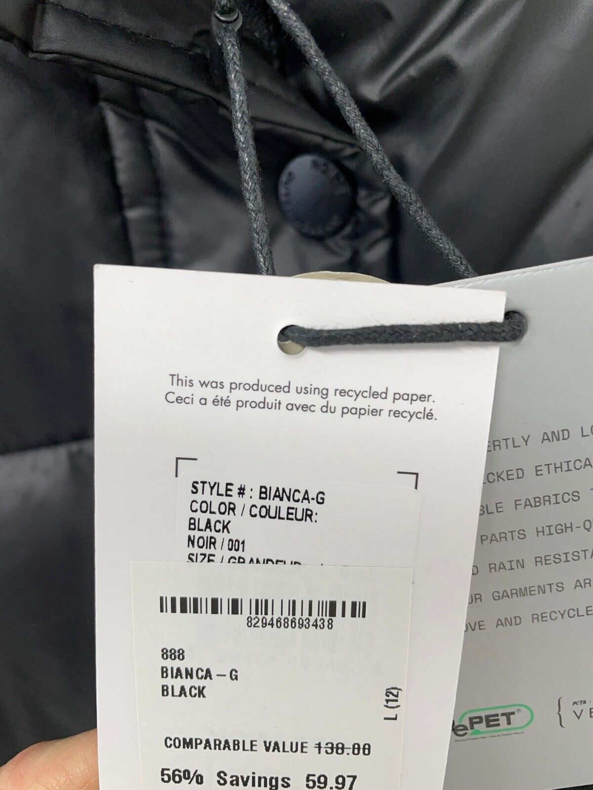 Noize Kids Girls 12 Youth Black Bianca Zip Up Puffer Jacket Coat Quilted