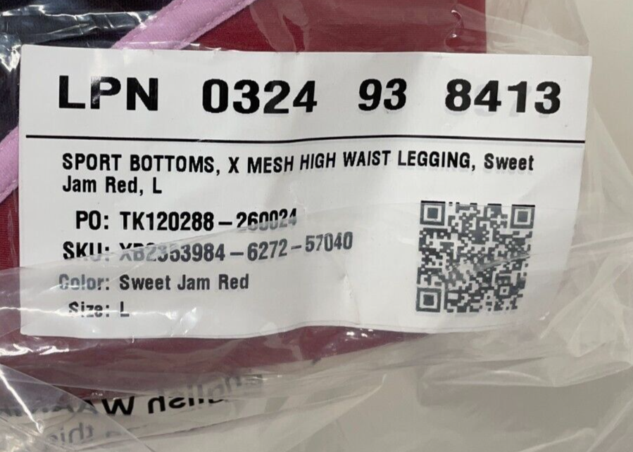 Savage Fenty Womens L Sport Bottoms X Mesh High Waist Legging Red Full Length