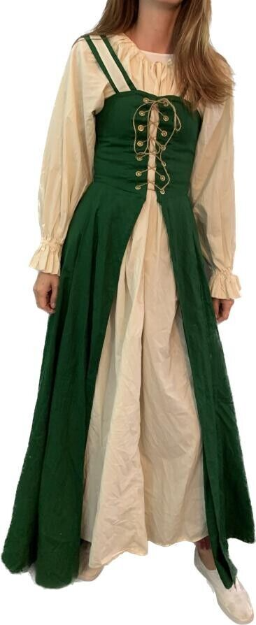 Medieval Faire Magic Myst Womens S Wench Costume Renaissance Peasant Green Dress