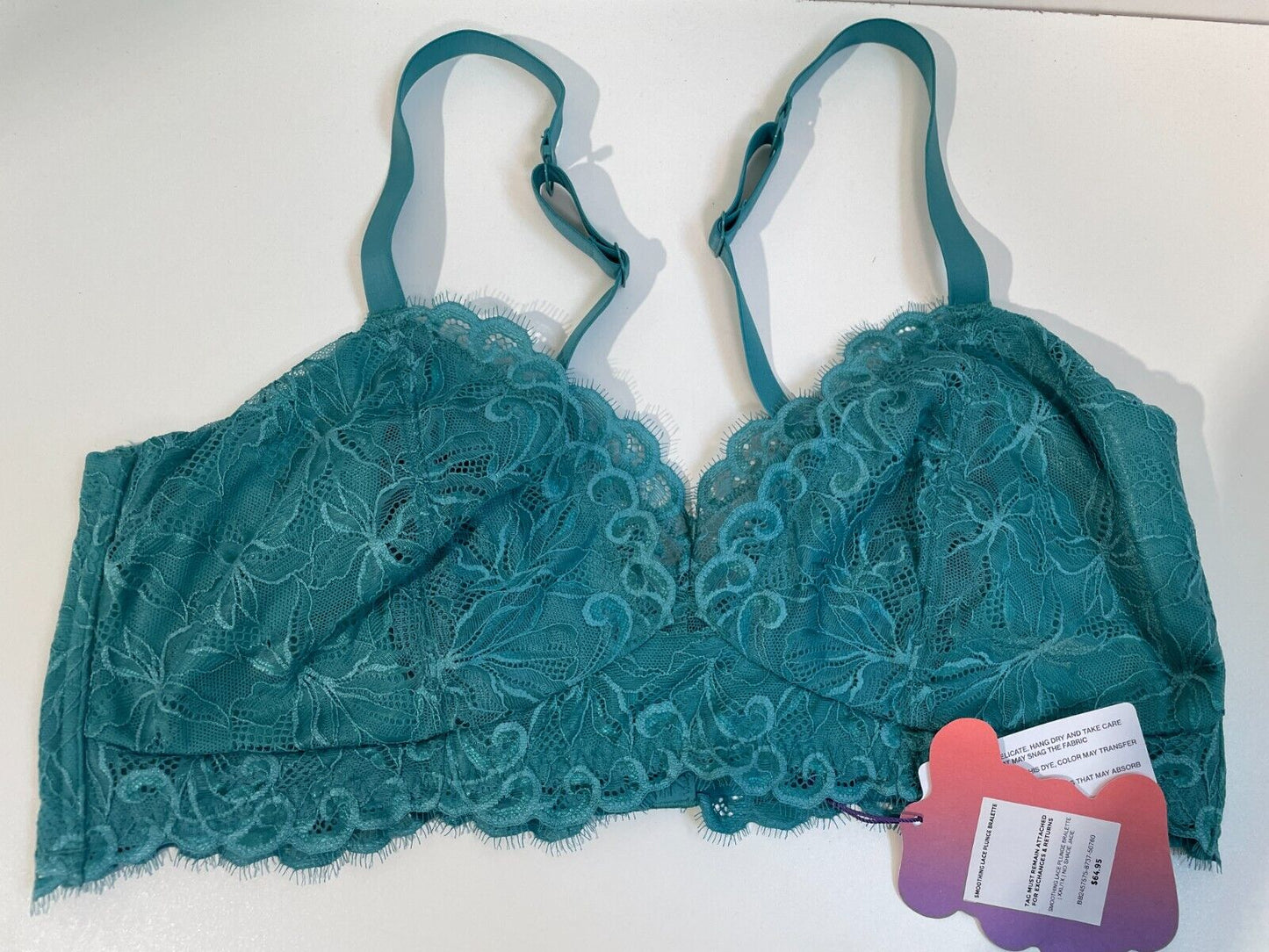 Yitty Womens XXL/1X Smoothing Lace Plunge Bralette Set Mid Rise Bried Panty Jade