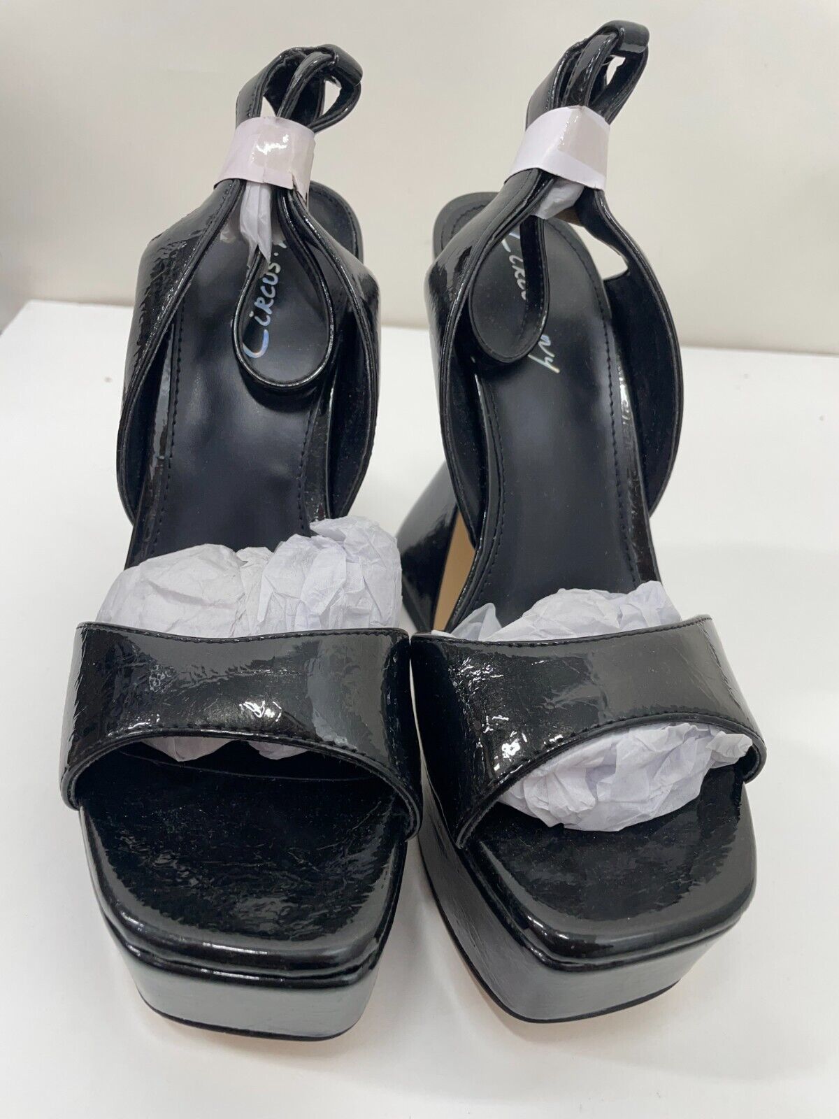 Circus by Sam Edelman Womens 7M Alisa Metallic Ankle Strap Platform Heels Black