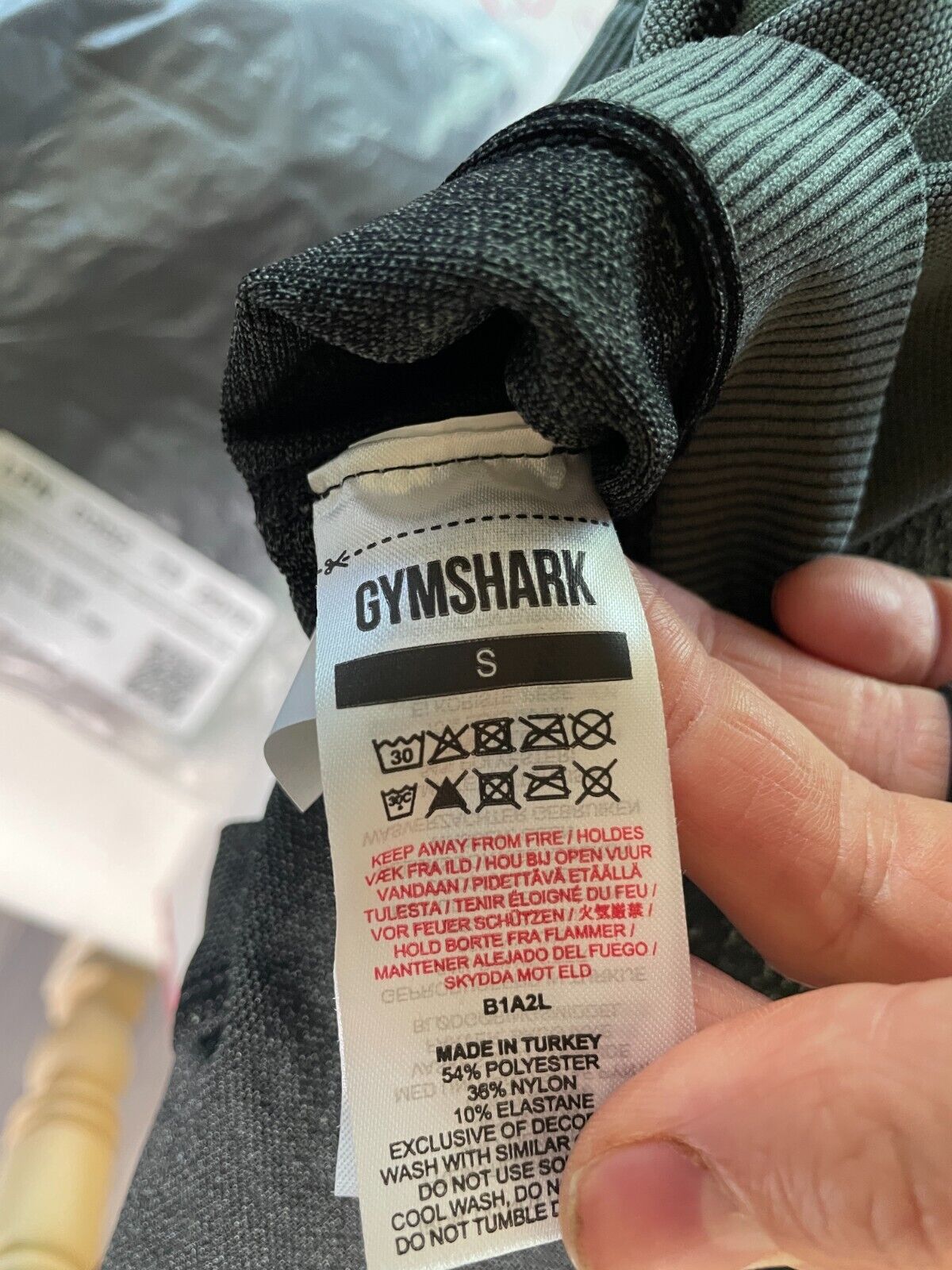 Gymshark Womens S Adapt Ombre Seamless Leggings Black Gray High Rise Fit B1A2L