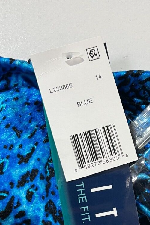 Longitude Womens 14 Natural Riches Shirred Bandeau Long Torso Swimsuit Blue