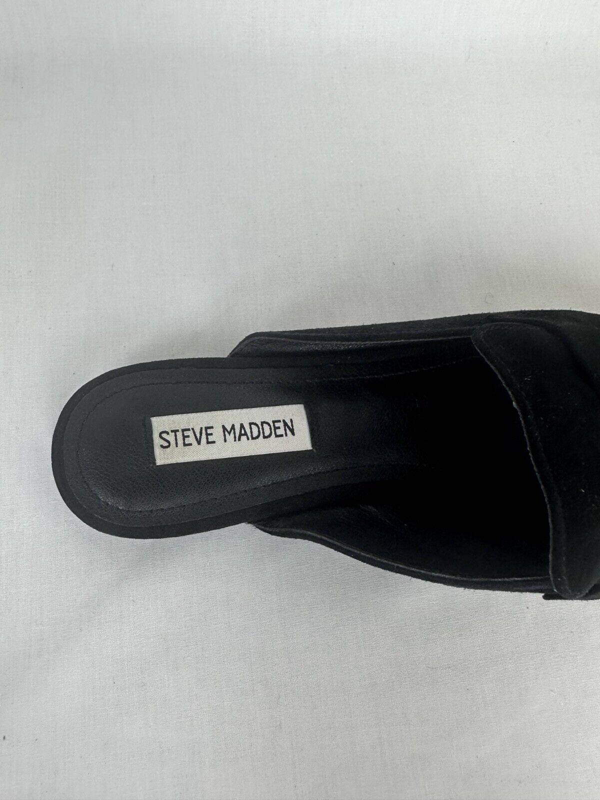 Steve Madden Womens 9.5 Flavor Mule Black Pointed Toe Slip On Flat Suede Leather