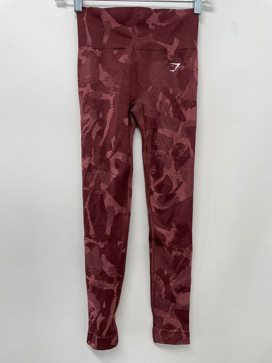 Gymshark Womens XS Cherry Brown Camouflage Adapt Seamless Gym Leggings Camo Red