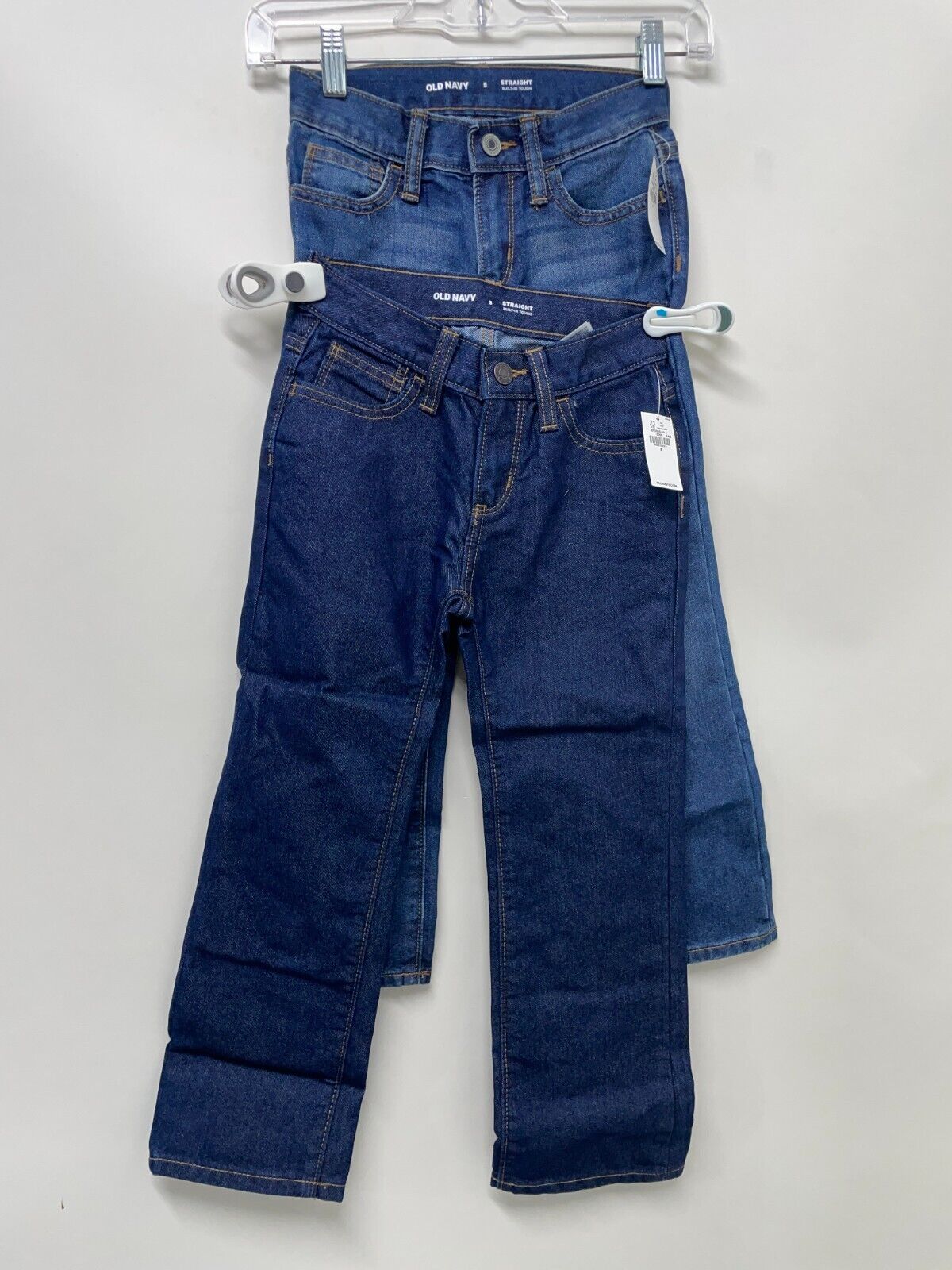 Old Navy Boys 5 Straight Non-Stretch Jeans 2-Pack Dark Blue Built-in Tough NWT