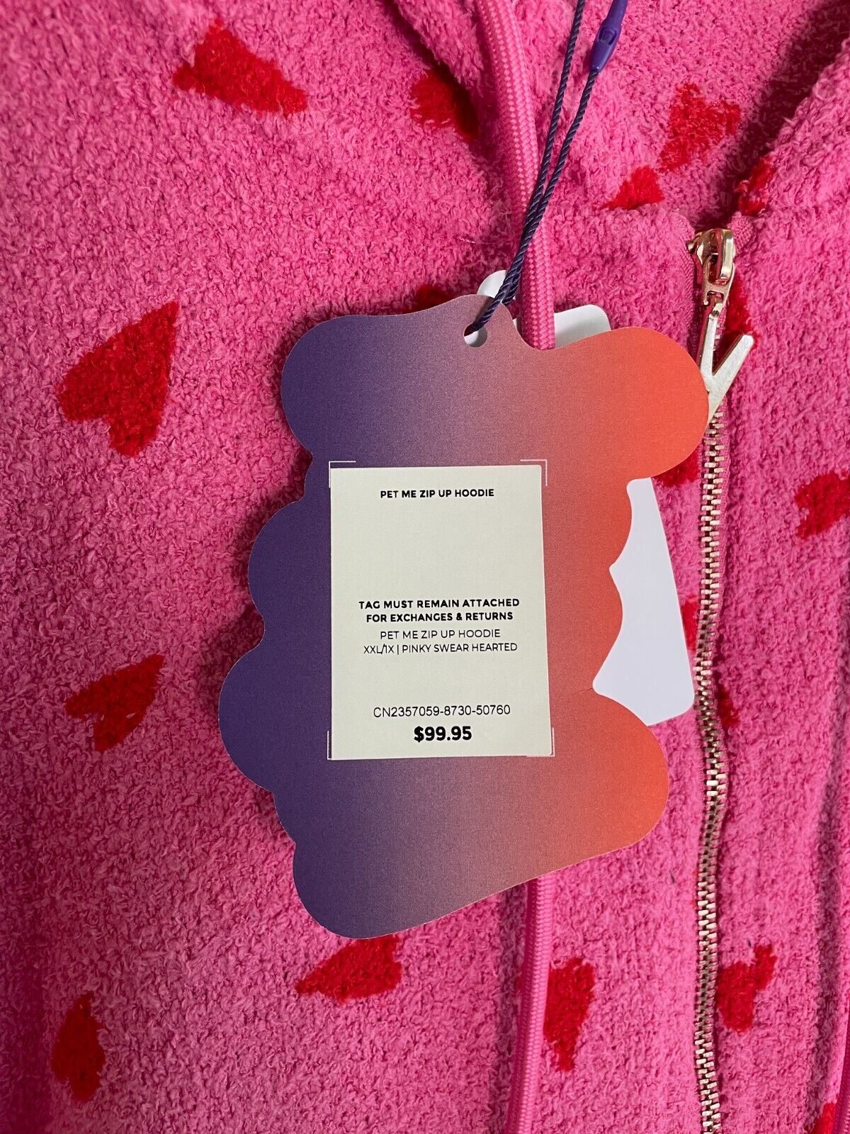 Yitty Fabletics Womens XXL Pet Me Zip Up Hoodie Pinky Swear Hearted CN2357059