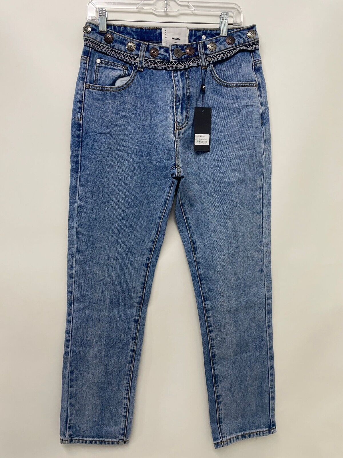 One Teaspoon x Free People Womens 26 Hills Trucker Jeans Denim Hollywood Wash