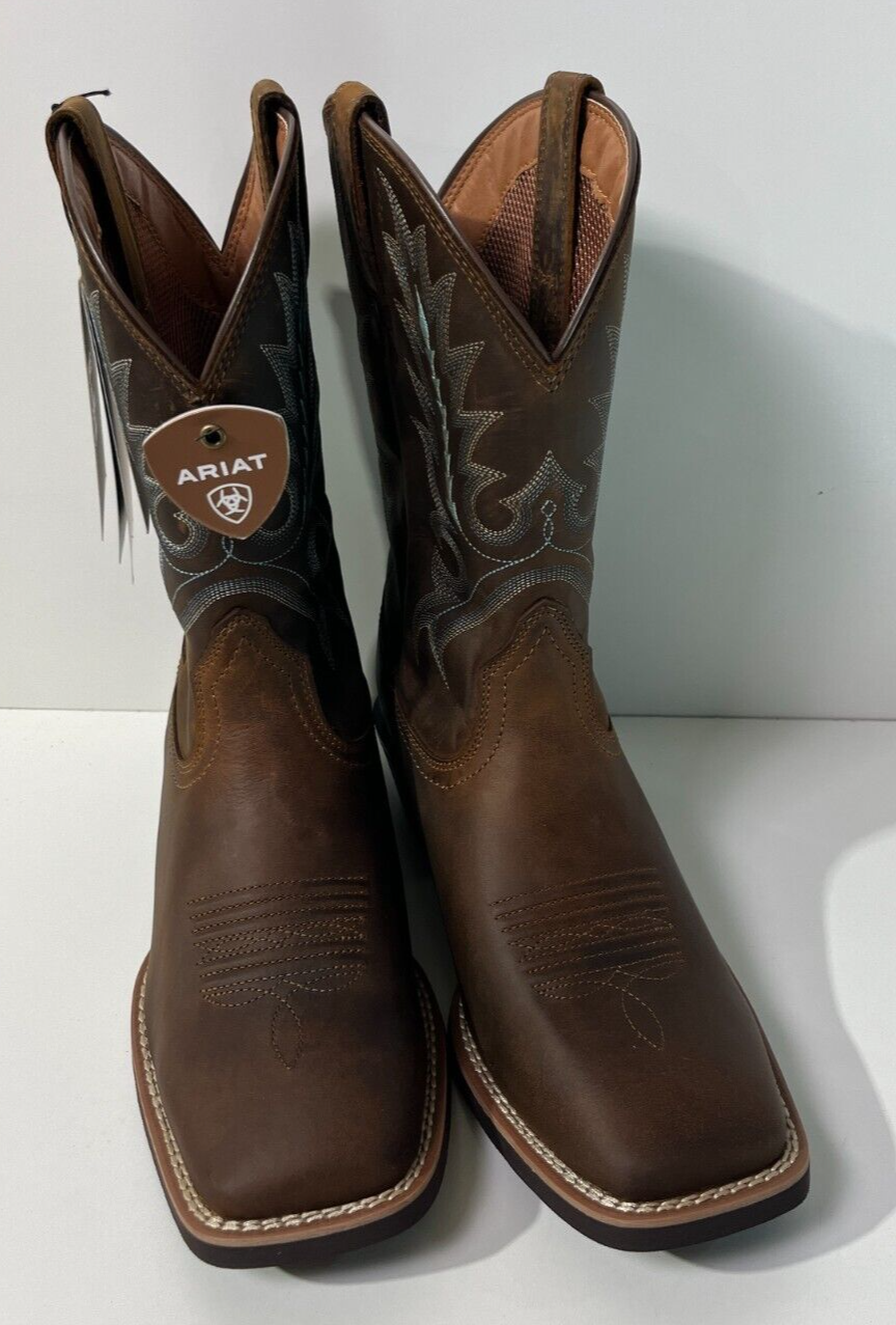 Ariat Men's 9 Sport Outfitter Square Toe Leather Western Boots Brown 10011801