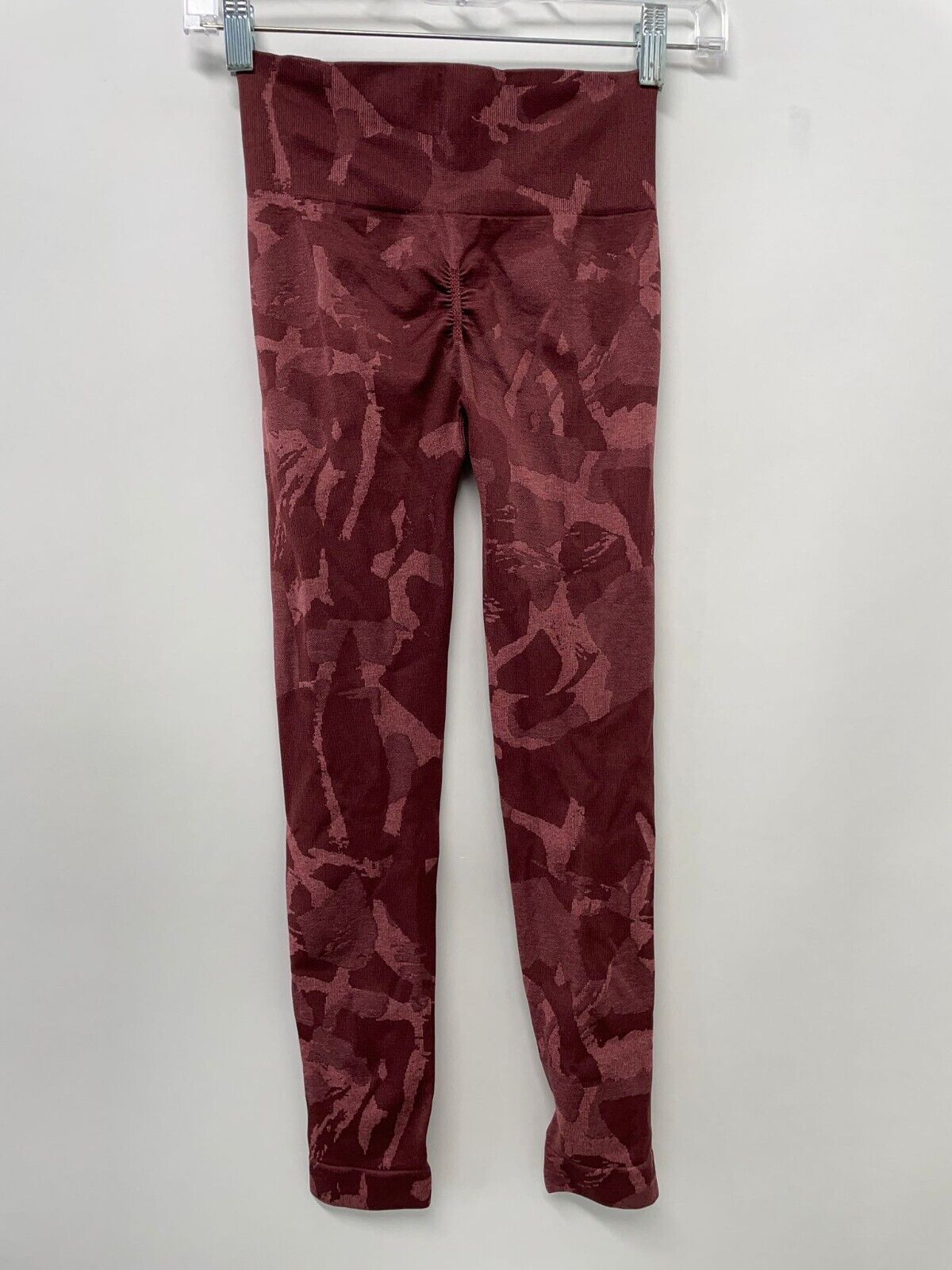 Gymshark Womens XS Cherry Brown Camouflage Adapt Seamless Gym Leggings Camo Red