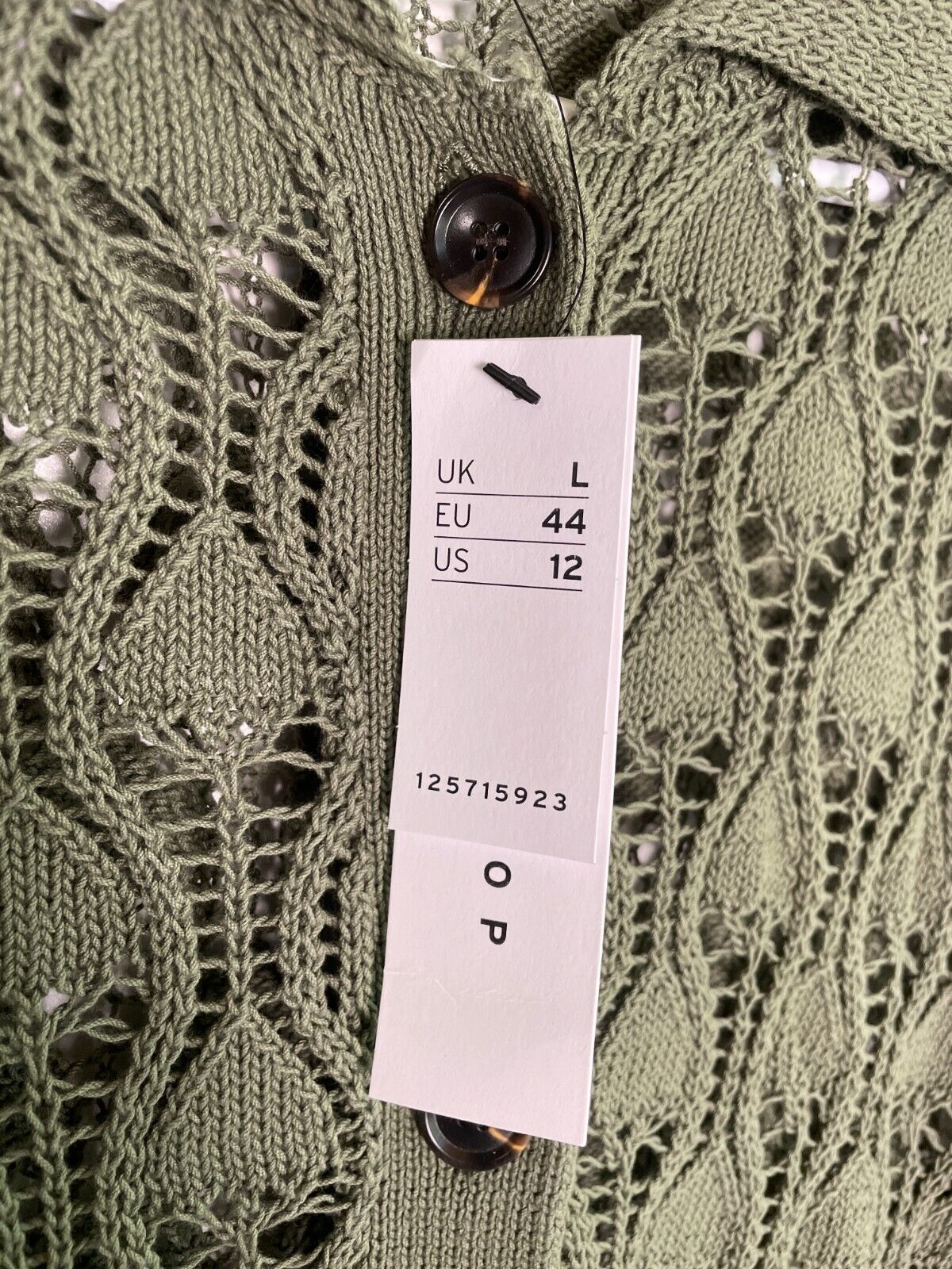 Topshop Women's 12 Knit Open Stitch Collared Button Up Shirt Green 125715923