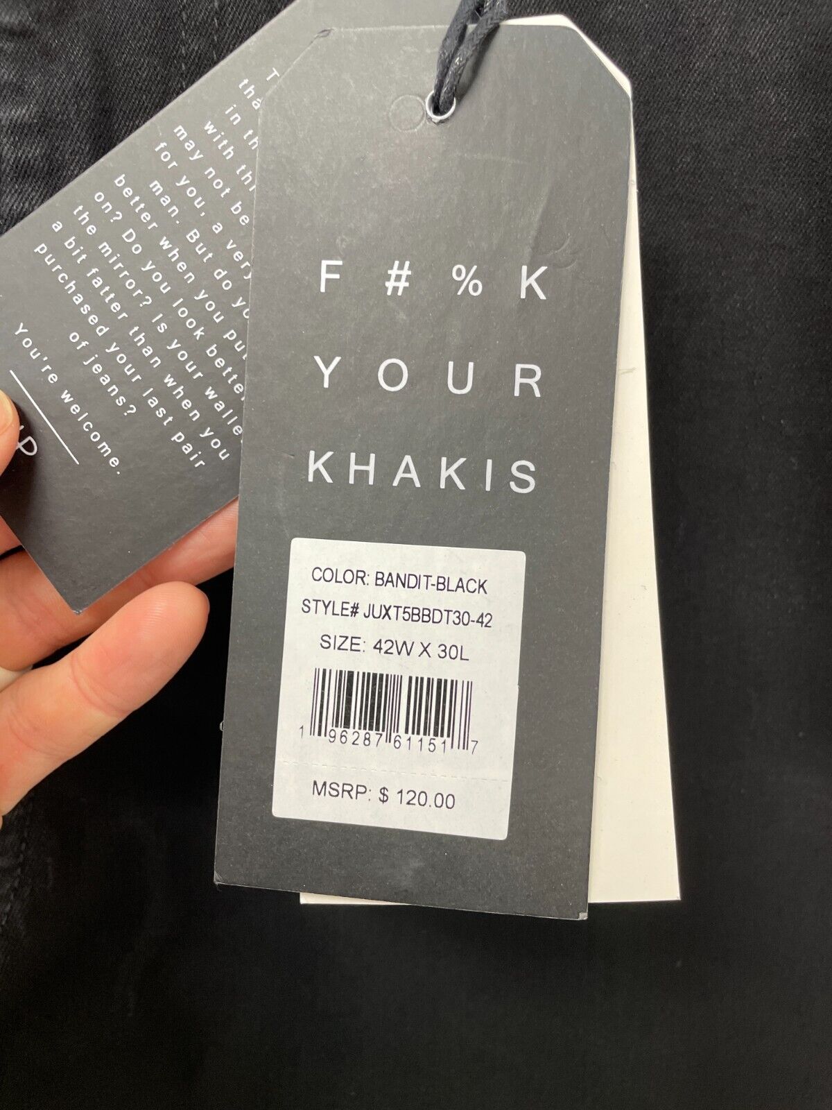 The Perfect Jean Mens 42Wx30L Slim Thick Tapered Leg Mid-Rise Jeans Bandit Black