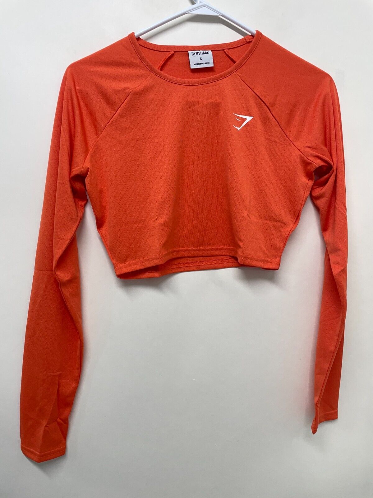 Gymshark Womens S Training Long Sleeve Crop Top Orange Crewneck Gym B2A4F-OBC7