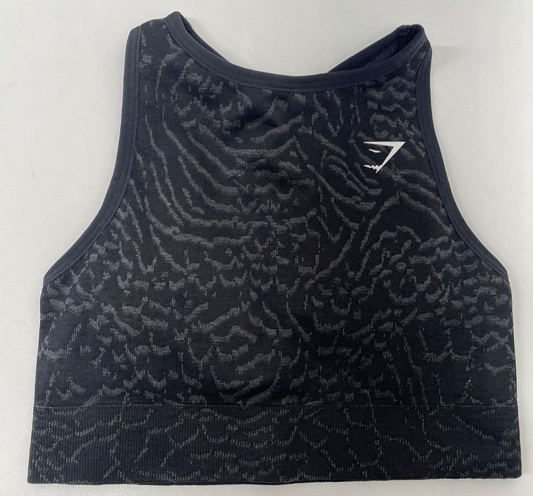 Gymshark Womens XS Adapt Animal Seamless Sports Bra Court Black B2A3B-BBK4 Gym