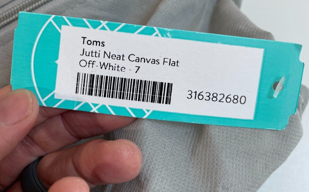 TOMS Women's 7 Jutti Neat Slip On Canvas Flat Off White Almond Toe 555678