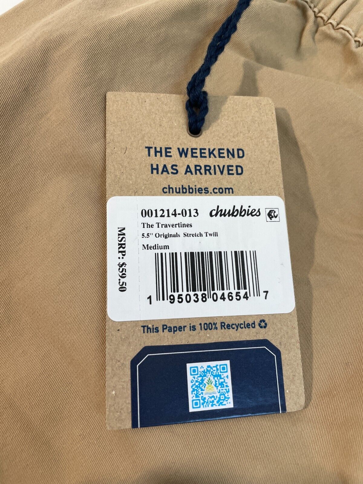 Chubbies Men's M Original Stretch Twill 5.5-Inch Shorts Dark Khaki 1214-013