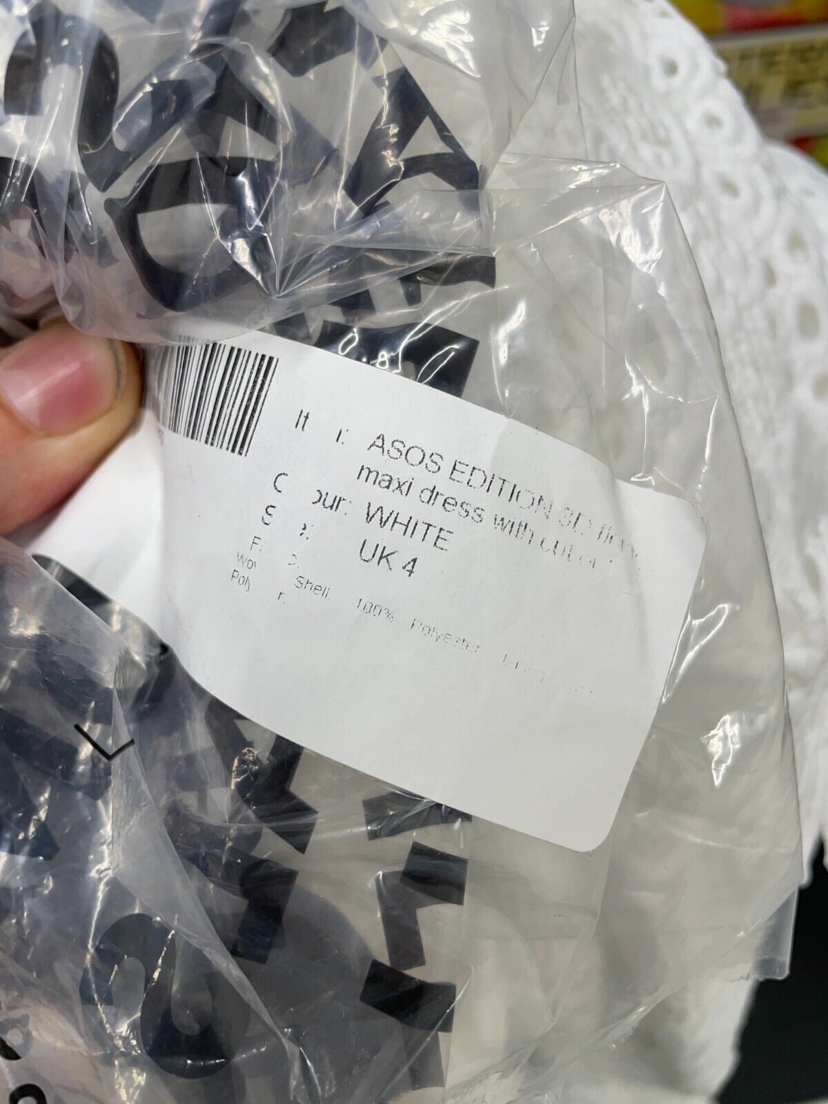 ASOS Women's 0 3D Floral Maxi Dress with Cut Out Back White Crochet Long Sleeves