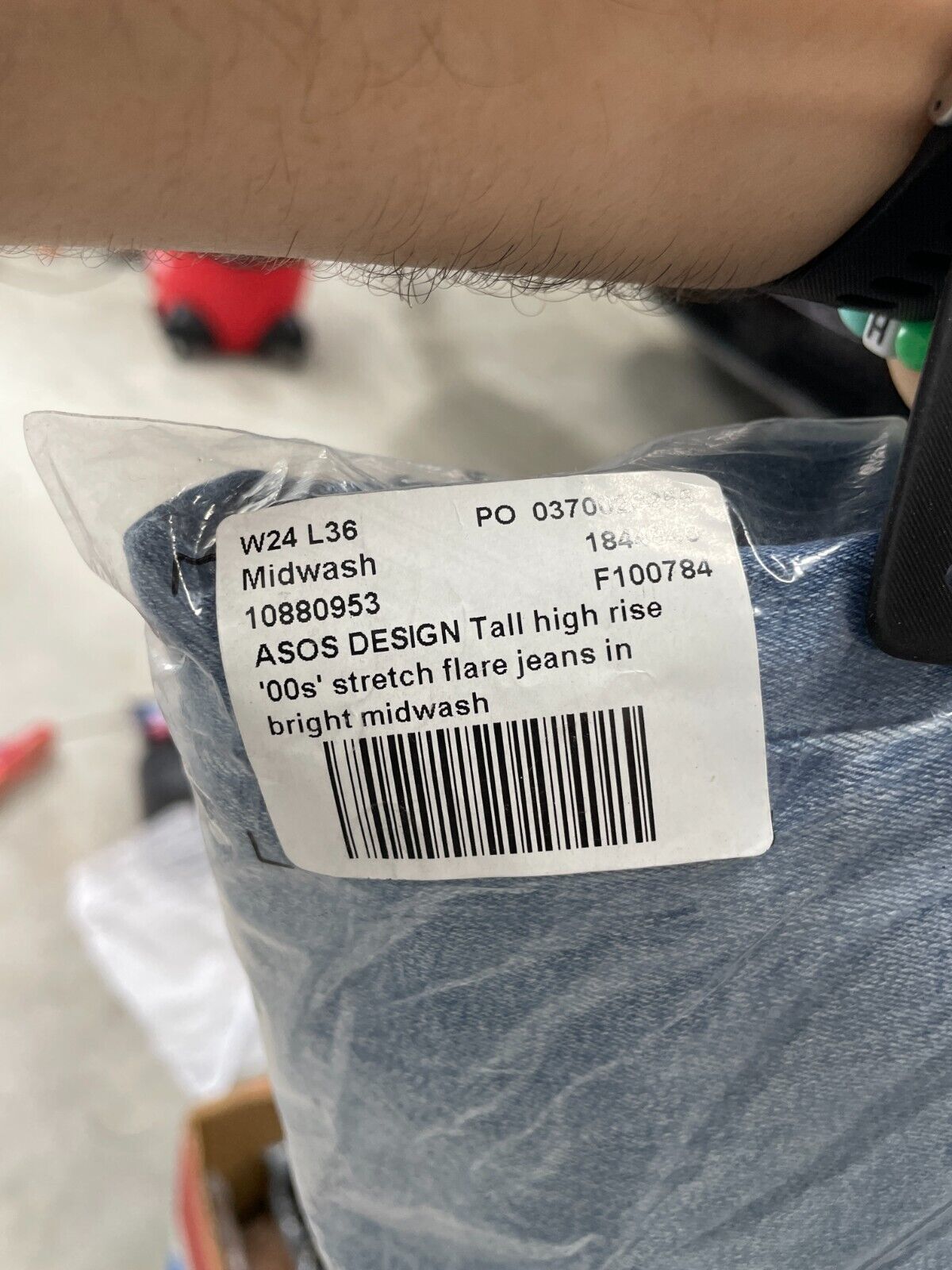 Asos Design Womens 24 Tall High Eise 'Y2K' Stretch Flare Jeans Blue 1844840