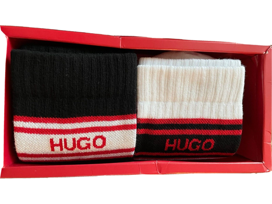 Hugo Hugo Boss Mens 7-13 Ribbed Quarter Socks Gift Box Set of 2 Piece
