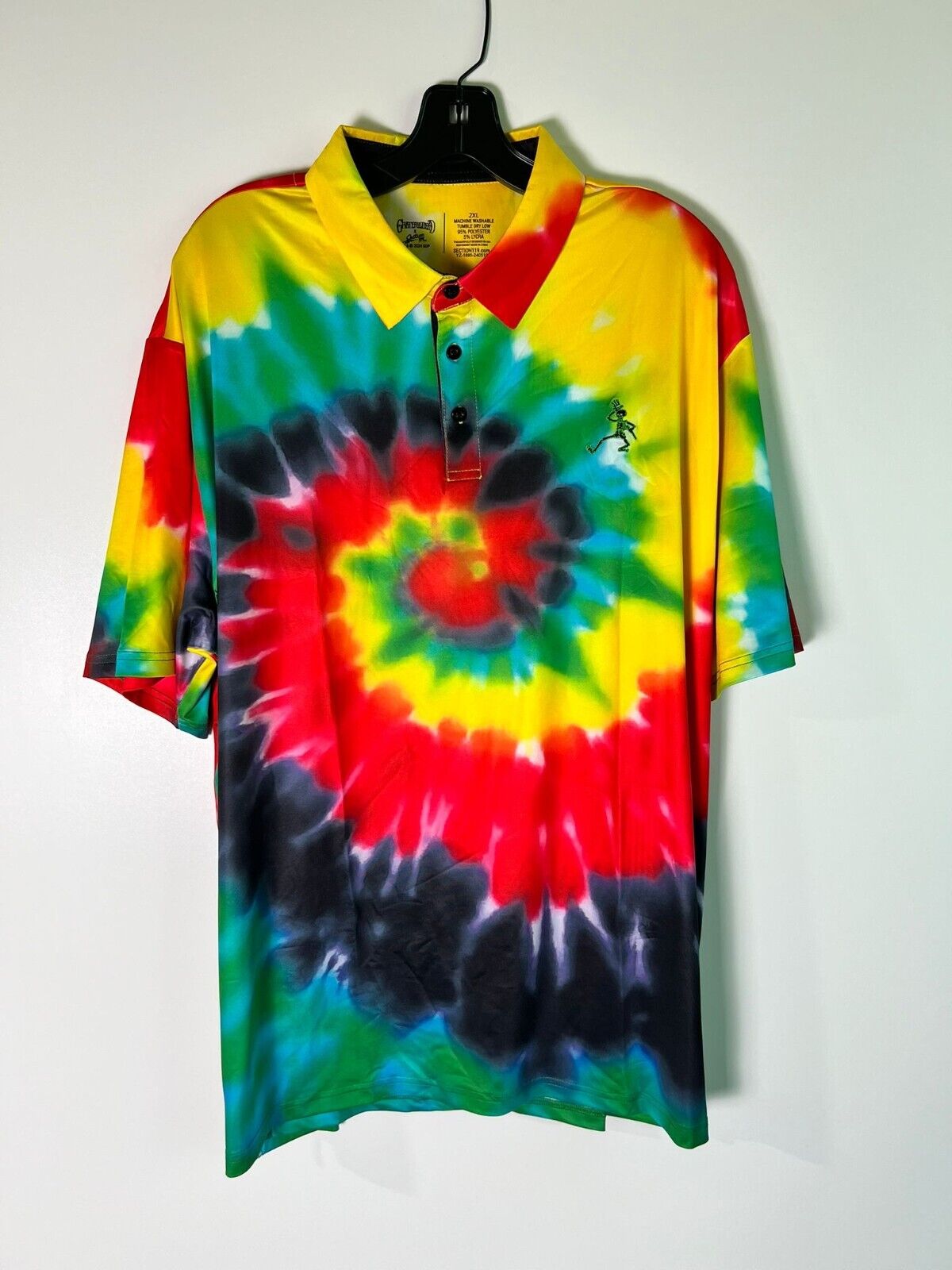 Grateful Dead Section 119 Men 2XL Tie Dye Team Lithuania Polo Shirt Performance