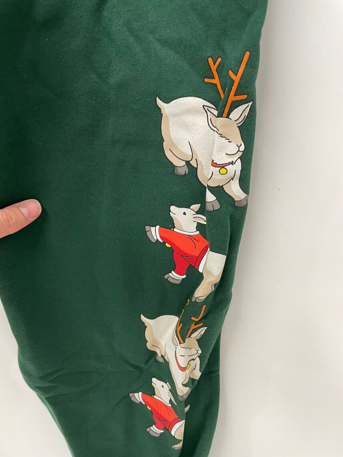 Dua Lipa Adult XXL Snow Globe Christmas Sweat Pants Joggers Dark Green Holiday