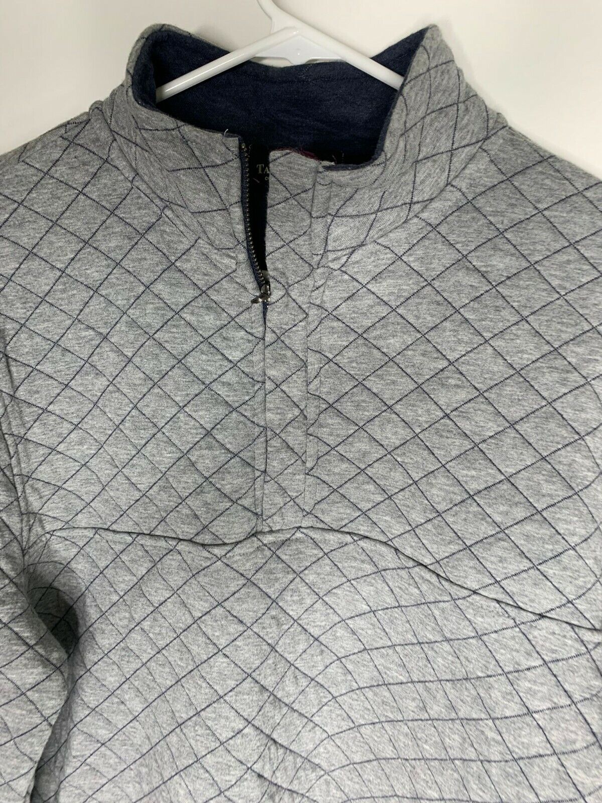 Tailor Vintage Mens Quilted Quarter Zip Pullover Sweater Sweatshirt Knit Jacket