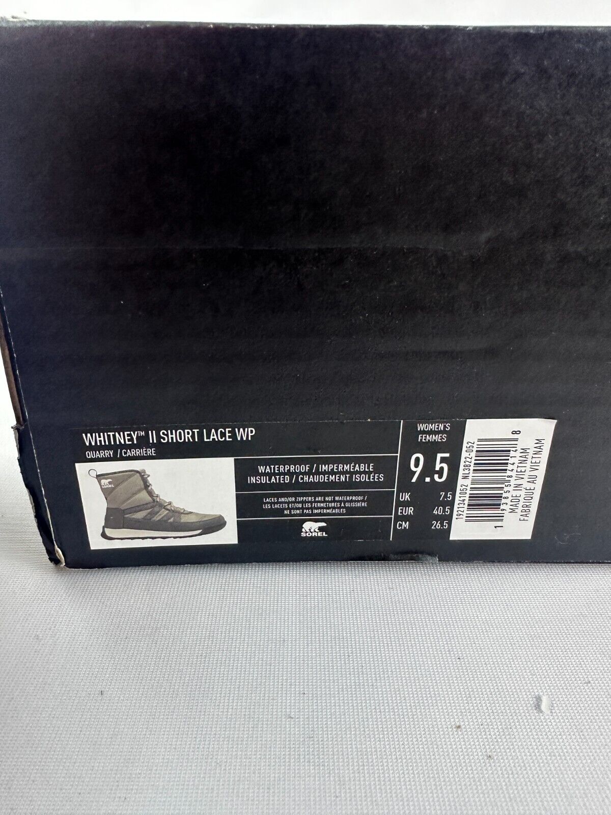 Sorel Womens 9.5 Whitney II Short Lace Boot Quarry 1921341052 Sporty Winter Snow