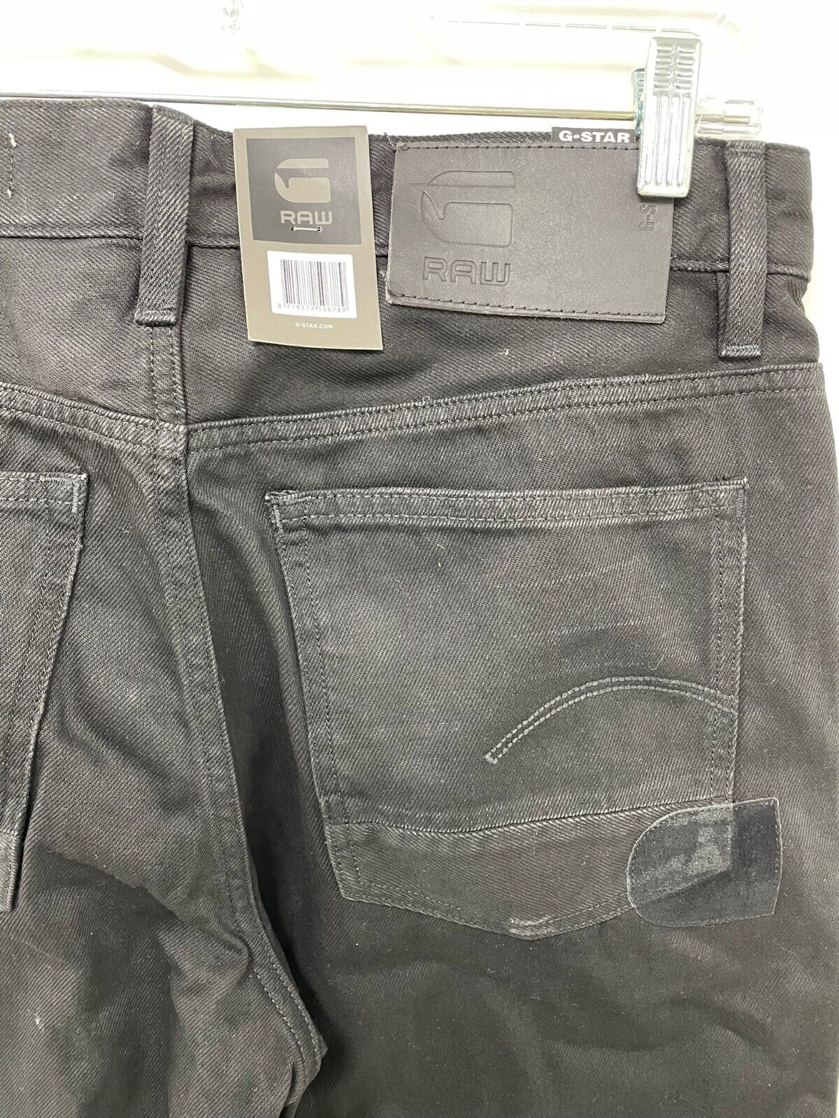 G Star Denim Mens 30x30 A-Staq Tapered Jet Black Rescue Patch Restored Jeans 32