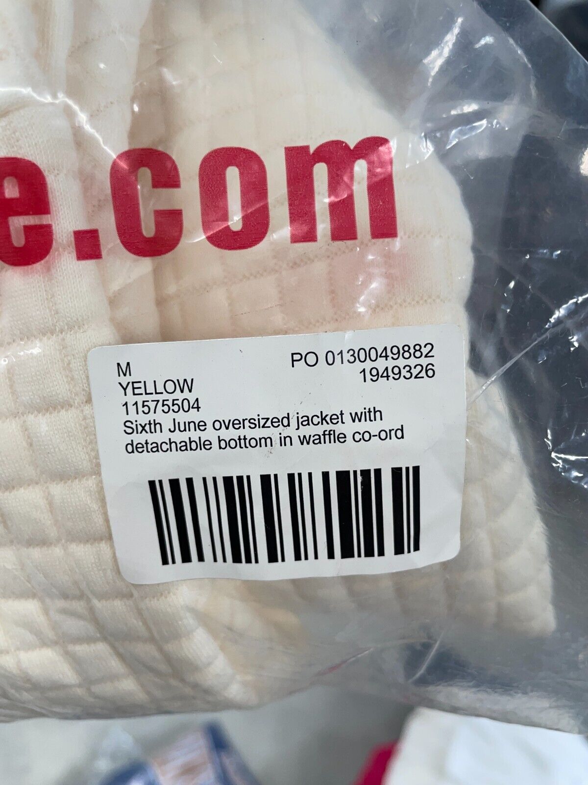 Sixth June Womens M Oversized Cropped Jacket Yellow Waffle Co-Ord Funnel Neck