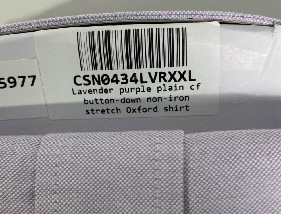 Charles Tyrwhitt Mens XXL Button-Down Non-Iron Stretch Oxford Shirt Lavender
