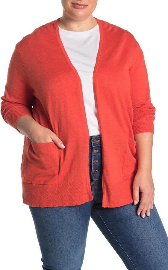 Madewell Womens Lightweight Open Front Patch Pocketed Cardigan Sweater Cotton