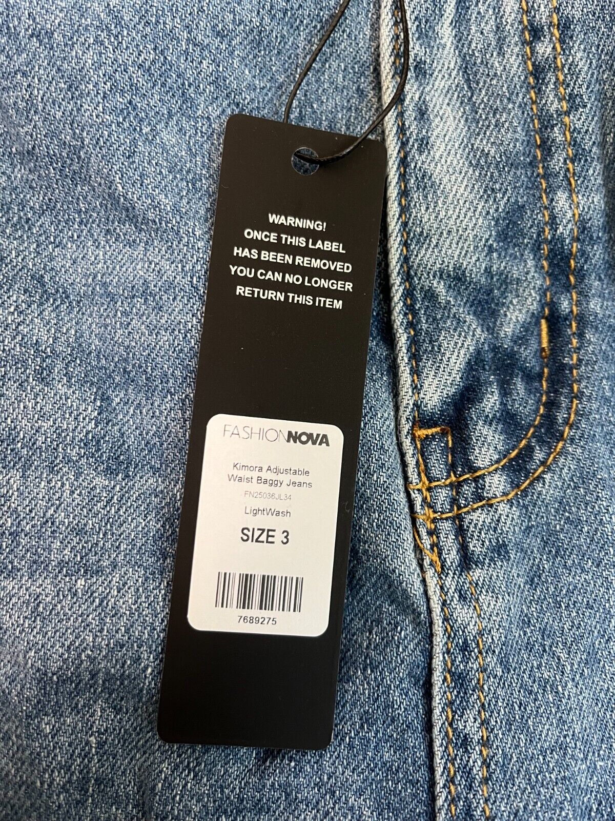 Fashion Nova Women's 3 Kimora Adjustable Waist Baggy Jeans Lightwash FN25036JL34