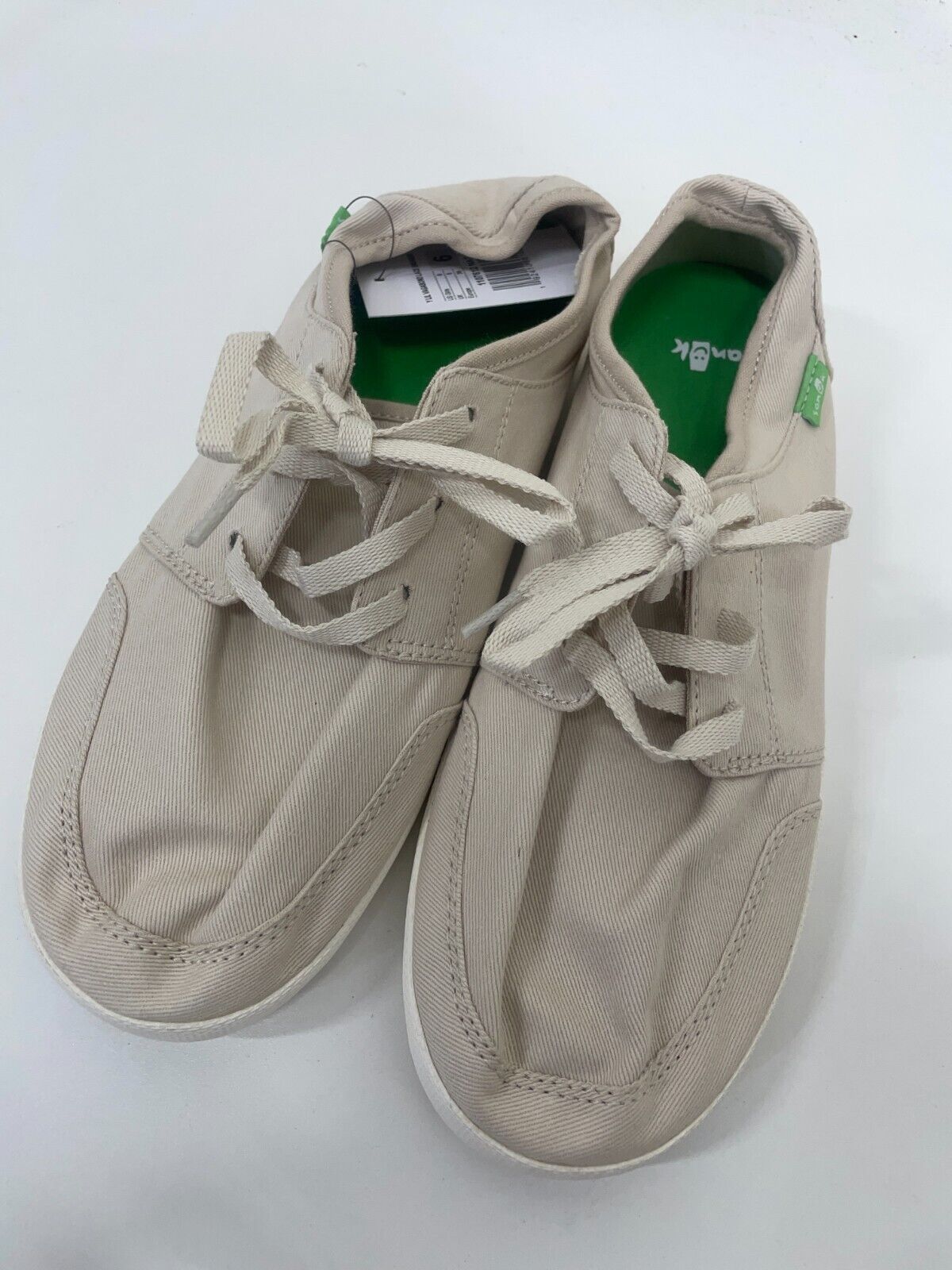 Sanuk Girls 6 Lil Vagabond Lace Twill Sneaker Natural Beige Casual Shoes 1107612