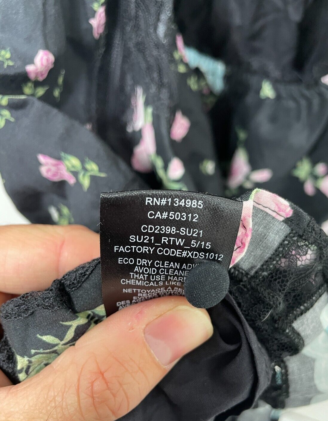 For Love & Lemons Women's L Leanne Mini Dress Black Handkerchief Floral Back-Tie