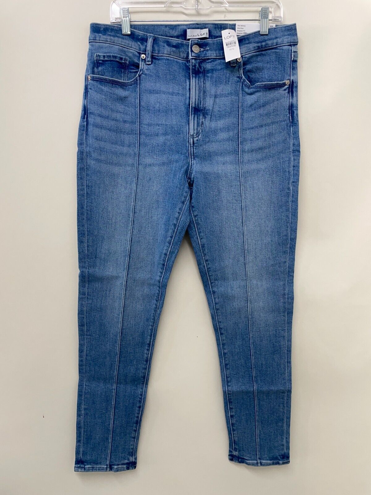 Loft Womens 31/12 Front Seamed Mid Rise Skinny Jeans Light Indigo Wash 34407875
