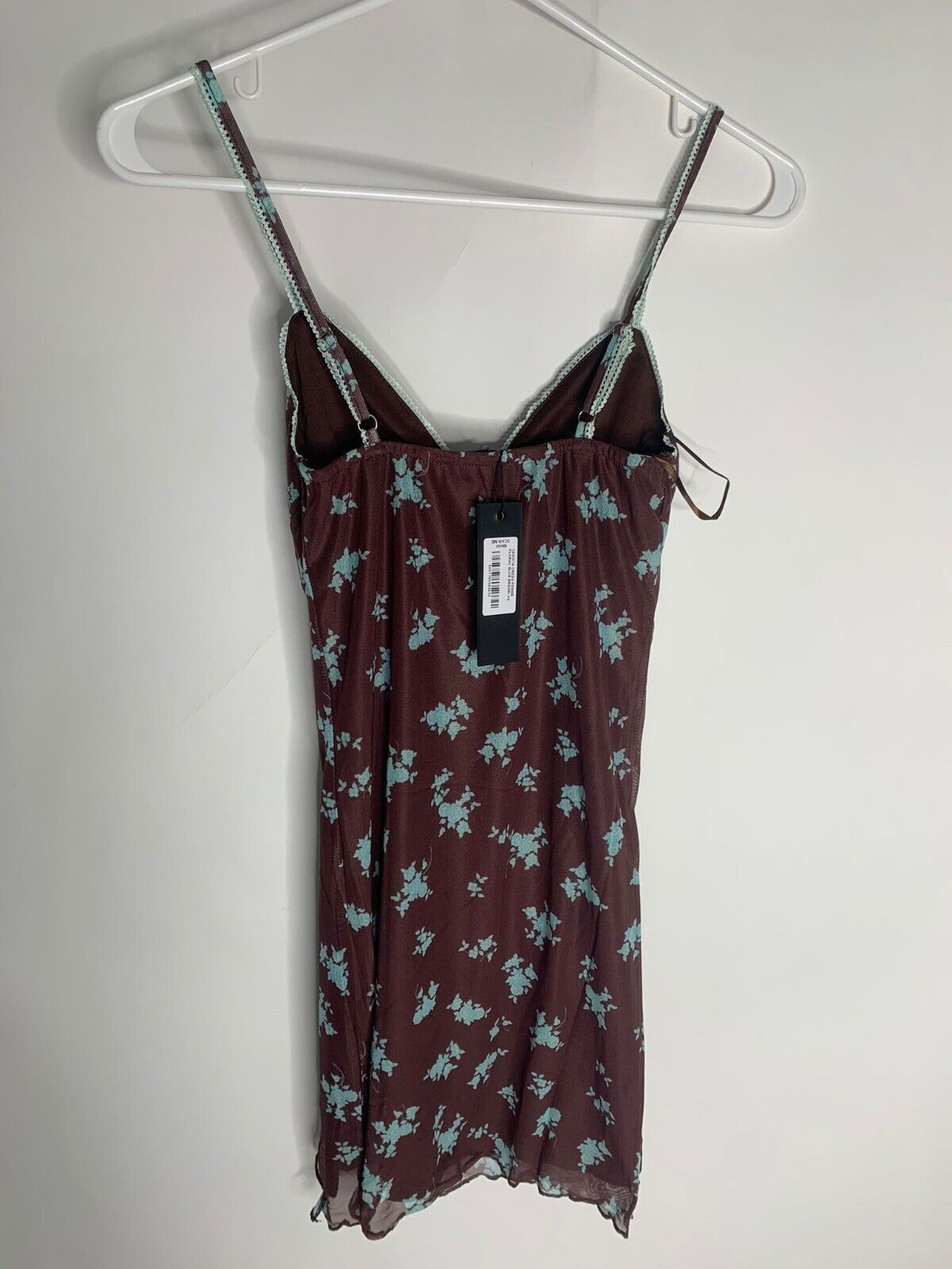 Motel Womens XS Yakinta Femme Brown Blue Mini Dress Sweetheart Sleeveless Floral