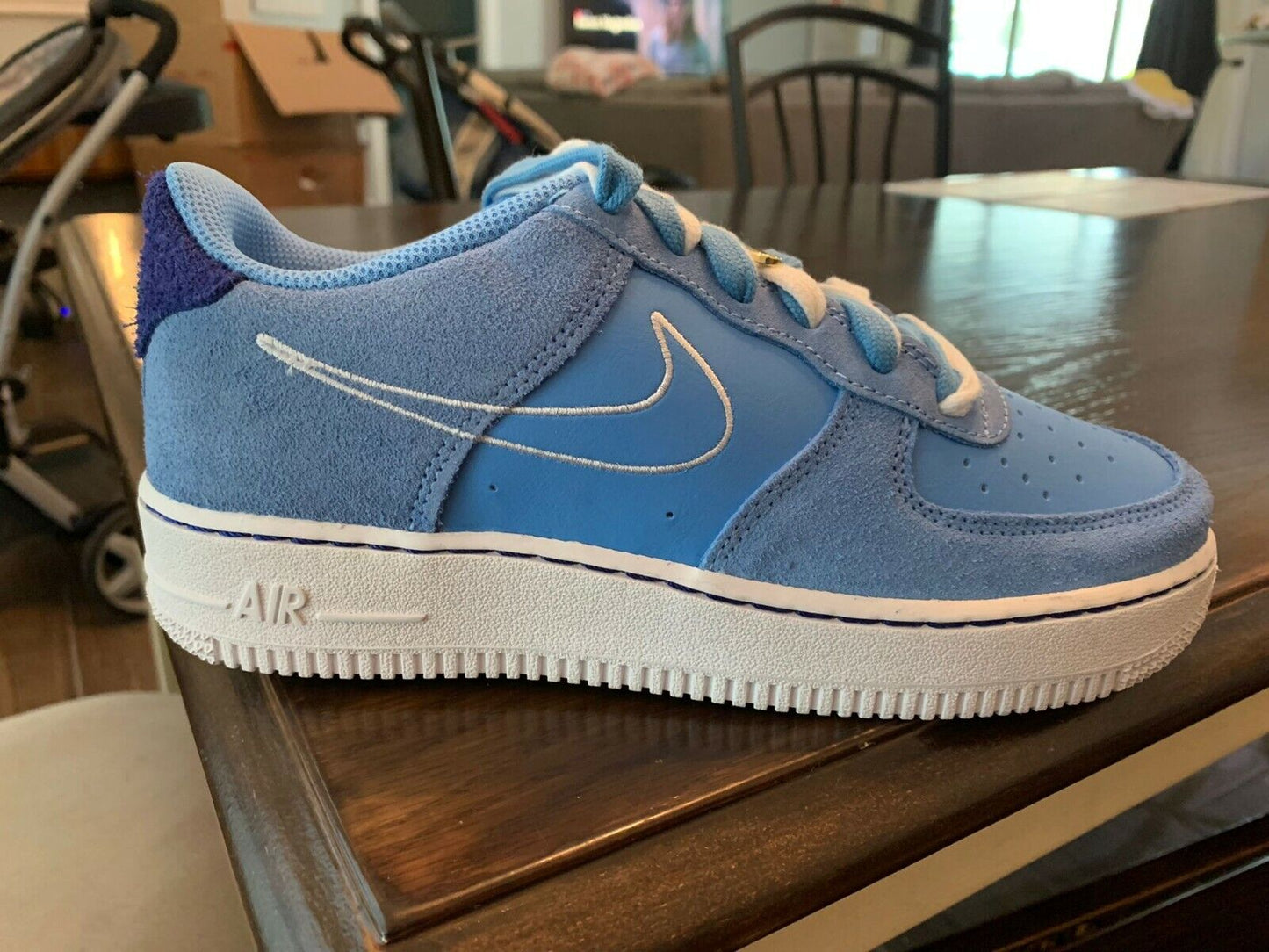 Nike Air Big Boys 6Y Air Force 1 LV8 S50 GS University Carolina Blue Shoes UNC